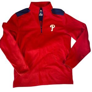NBL Philadelphia Phillies Men's L 1/4 Zip Pullover Fleece Sweatshirt Red